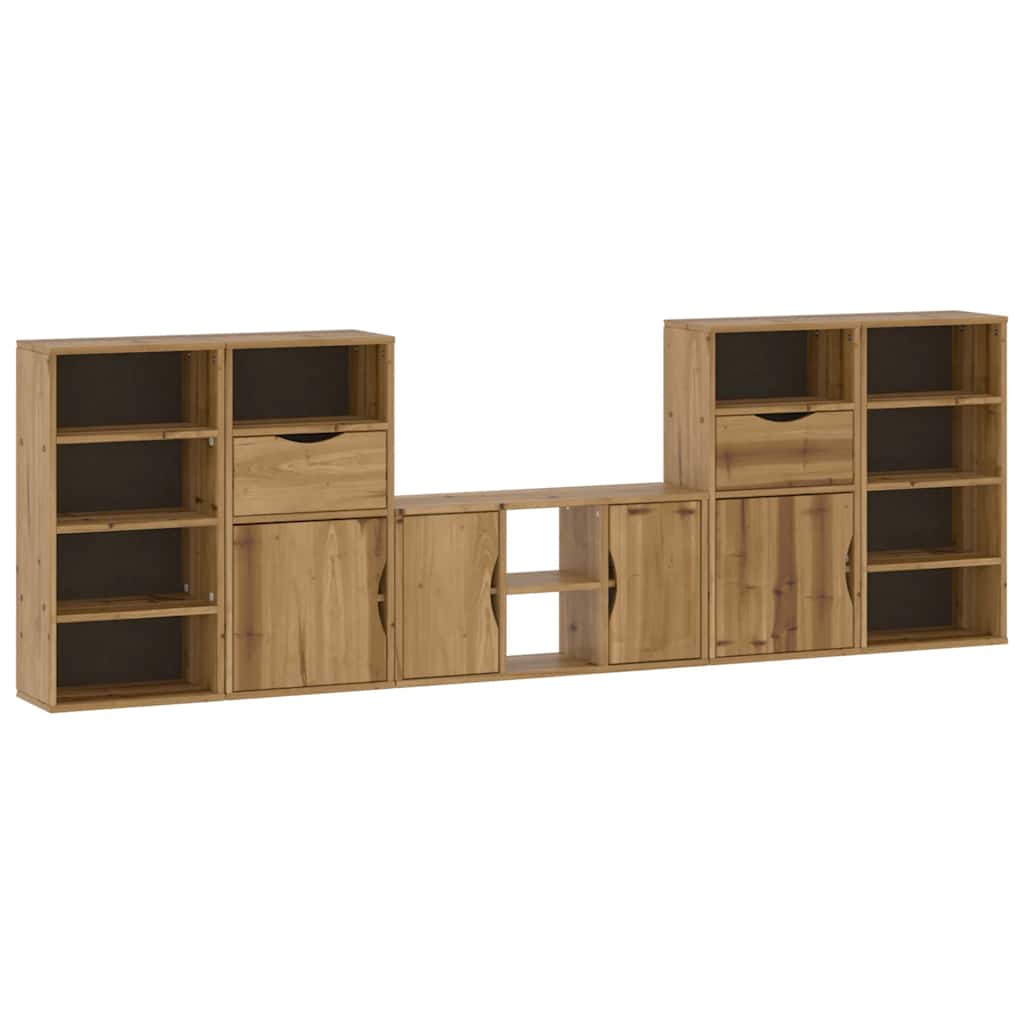5 Piece TV Units with Storage ODDA Solid Wood Pine